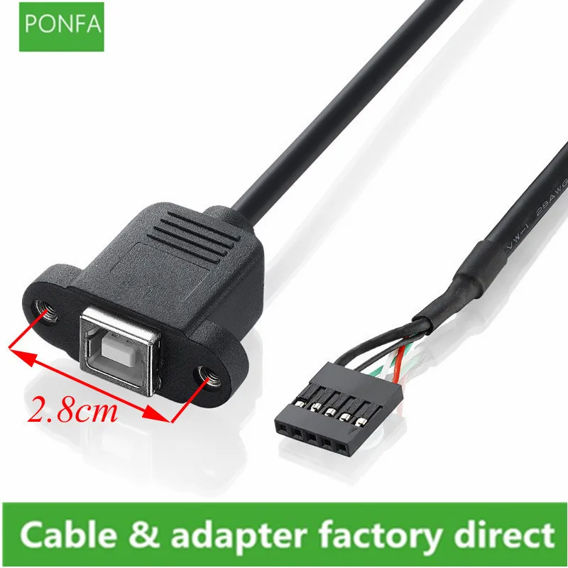 USB 2.0 B Type Female socket Printer Panel Mount to Pitch 2.0mm 5pin Housing PCB Motherboard Dupont Cable 25cm 50cm