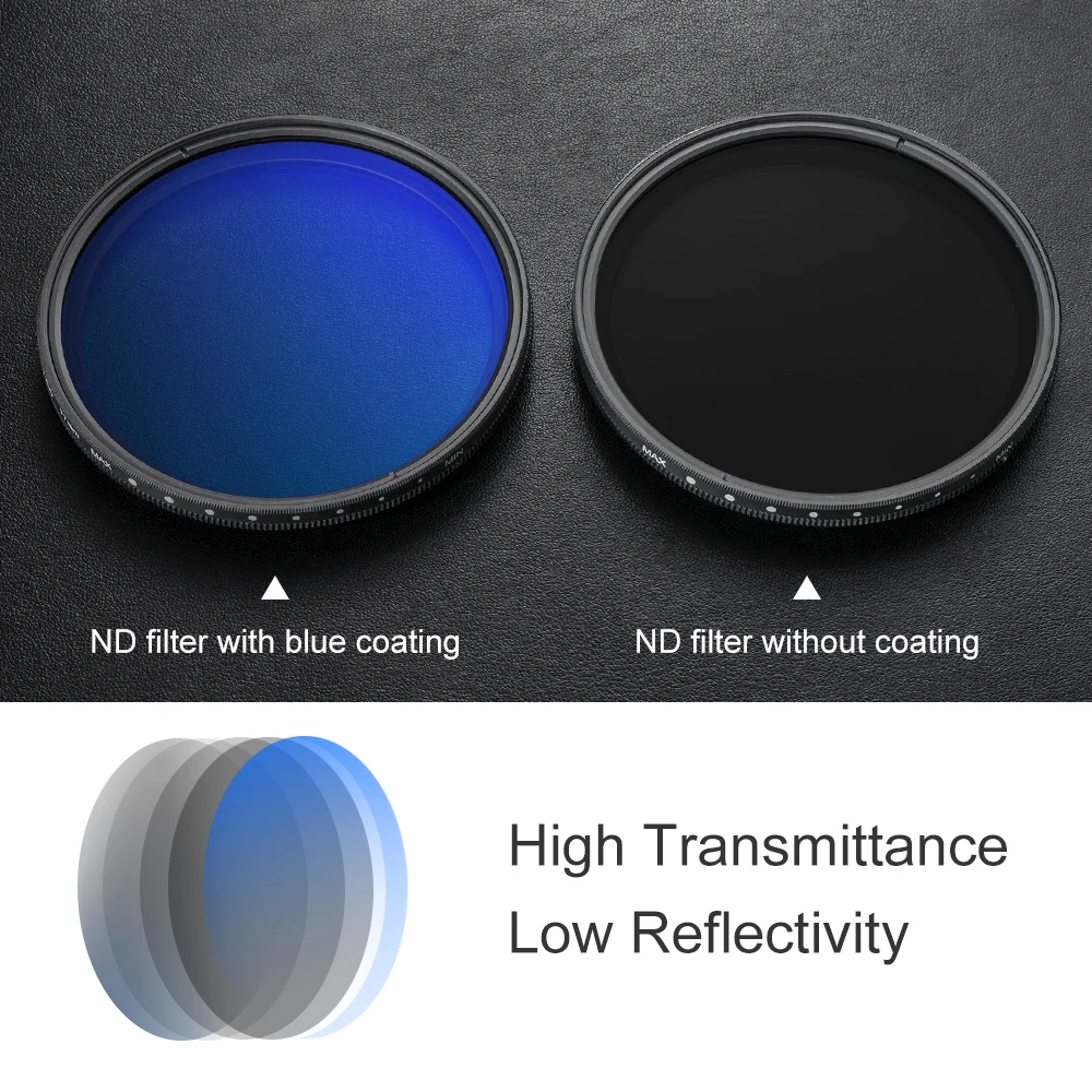 K&F CONCEPT ND2-ND400 Variable ND Filter Multi Coated 37/40.5/43/46/49/52/55/58/62/67/72/77/82mm Neutral Density Lens Filter