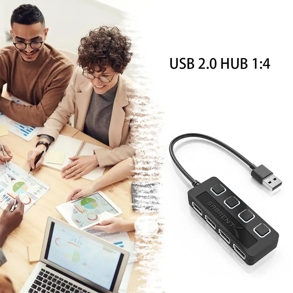 USB HUB 2,0 Hohe Speed4 Port Alle In Einem Für PC Windows Macbook Computer Accessori Ultra-dünne LED Power schalter USB 2,0 Splitter