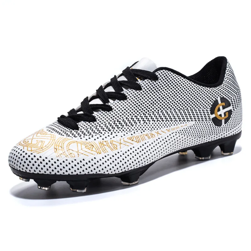 WaterMonkey Adults Men's Football Shoes Long Spike Soccer Shoes Outdoor Lawn AG Cleats Shoes Low Top Training Soccer Sneakers