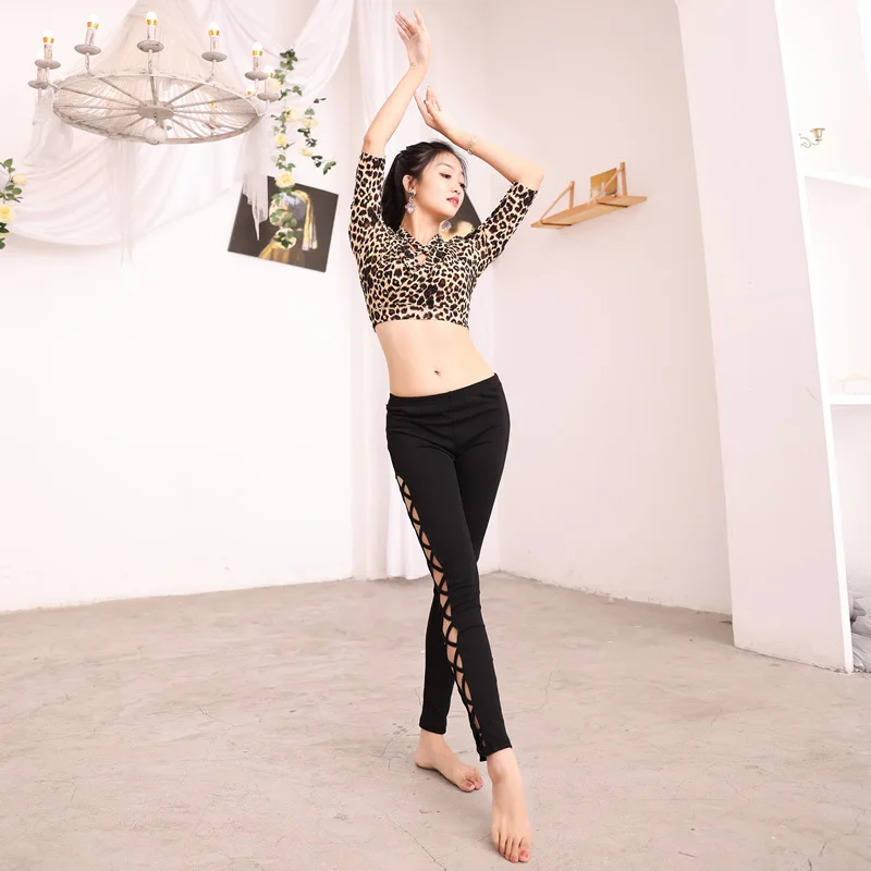 Leopard Print Leggings Belly Dance Pants Elastic High Waist Shaabi Trousers Training Thin Dance Accessories Yoga Tights