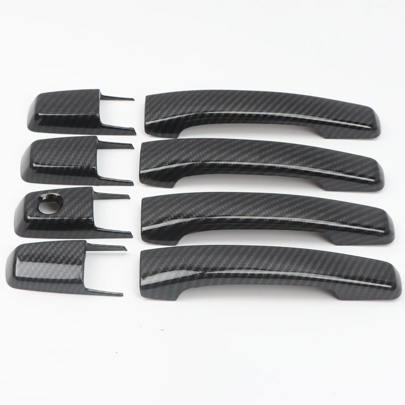 For Mitsubishi Pajero V80 V93 V95 V97 V98 2007-2021 Carbon Style Exterior Door Handles Bowls Frame Cover Trim Car Styling