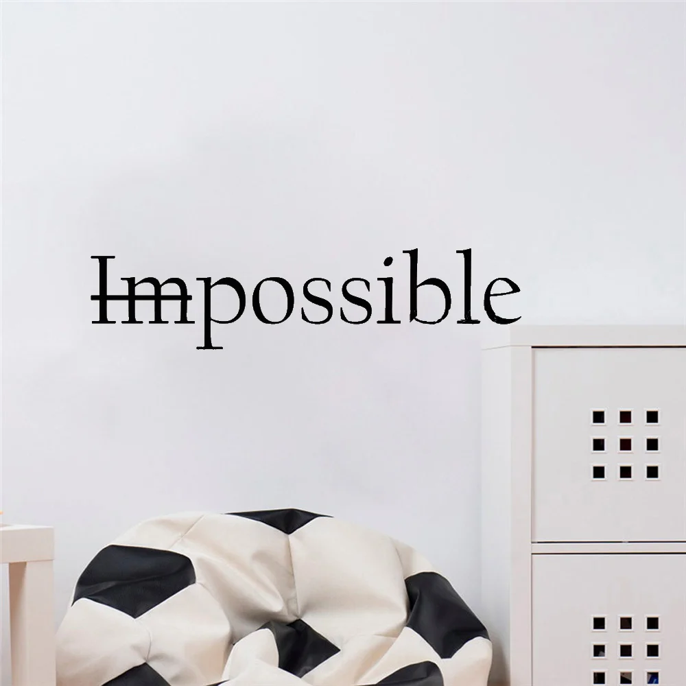 Motivation Quote Words Impossible Wall Decal Bedroom Possible Inspiring Letters Vinyl Wall Stickers Office Room Decoration