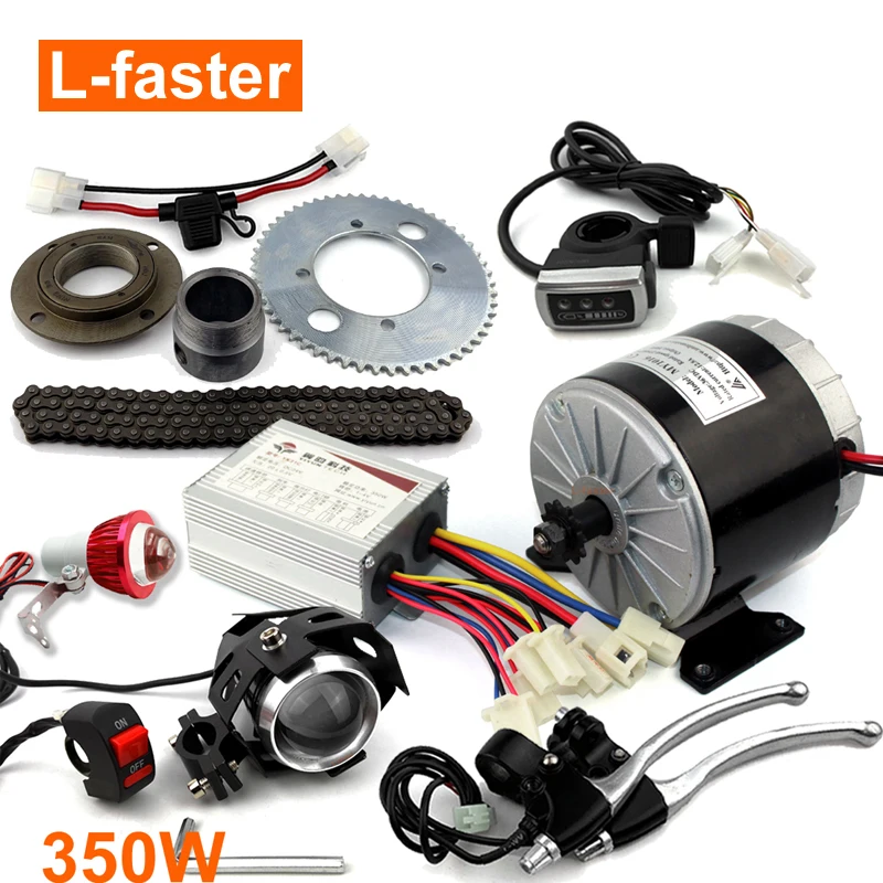 24V36V 350W Small Electric Motor Without Gearbox Scooter 25H Chain Drive With Gear Wheel And Freewheel For Electric Bicycle