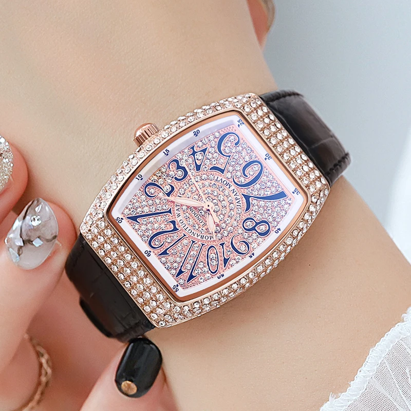 

Fashion Blingbling Crystal Diamond Women Watches Brand Women Leather Strap Quartz Analog Watch Girl Ladies Gift Hour Dress