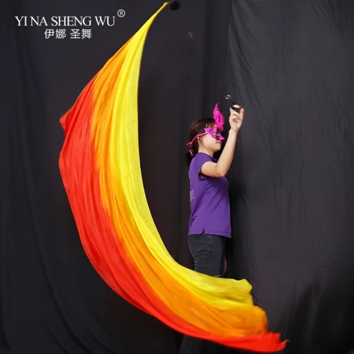 Imagen 2 del producto Velo de seda Real personalizado, POI, bolas lanzadas, accesorios de actuación de escenario, bailarina de vientre, accesorio de danza del vientre, bola POI, 200x90cm