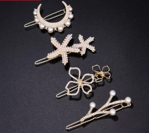 Bangs clip headdress ear hairpin side pearl hairpin back head top clip