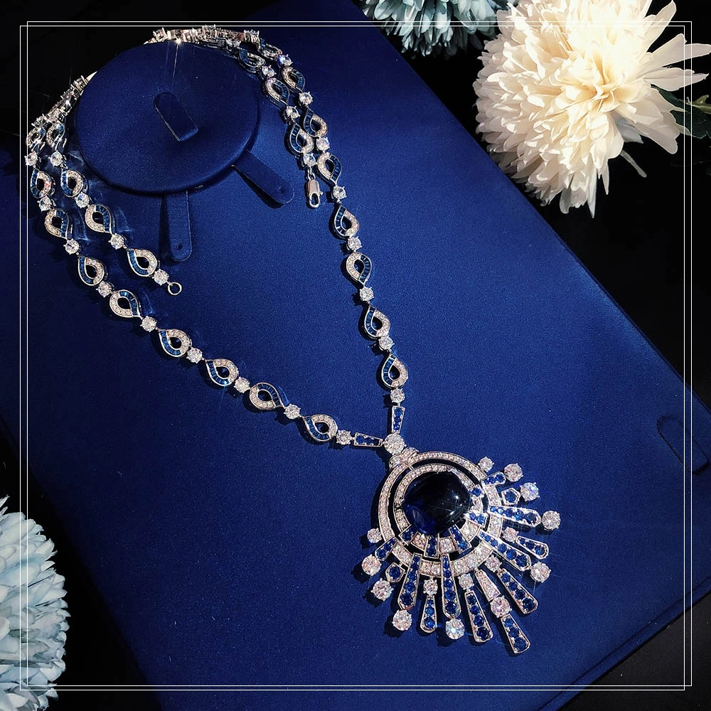 Stylish expensive necklace ball lady necklace blue accessories high quality free shipping online celebrity  The banquet