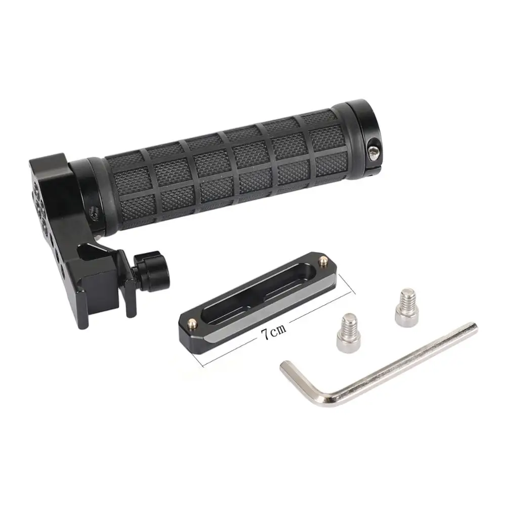 CAMVATE-empuñadura superior NATO de liberación rápida (cubierta de goma) con riel de seguridad NATO de 70mm para sistema de soporte de aparejo de jaula de cámara DSLR