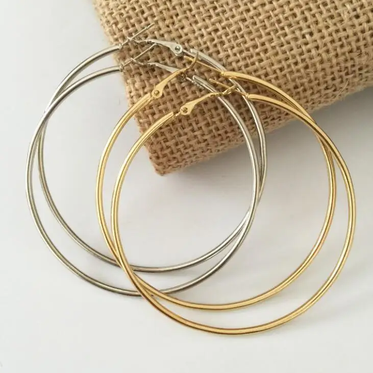 Fashion Jewelry Round Big Hoop Earrings For Women Men Accessories Ear Ring Gold Silver Color 2.5-10cm Earring Hooks Couple Gift