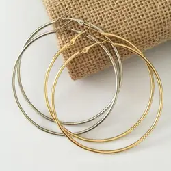 Fashion Jewelry Round Big Hoop Earrings For Women Men Accessories Ear Ring Gold Silver Color 2.5-10cm Earring Hooks Couple Gift