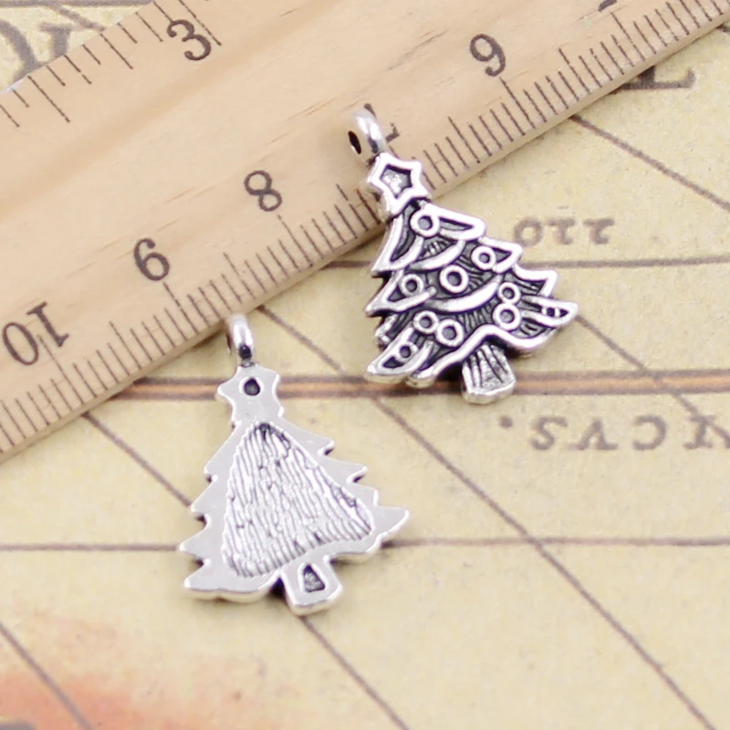 10pcs Charms Christmas Tree 24x17mm Tibetan Silver Color Pendants Antique Jewelry Making DIY Handmade Craft Pendant