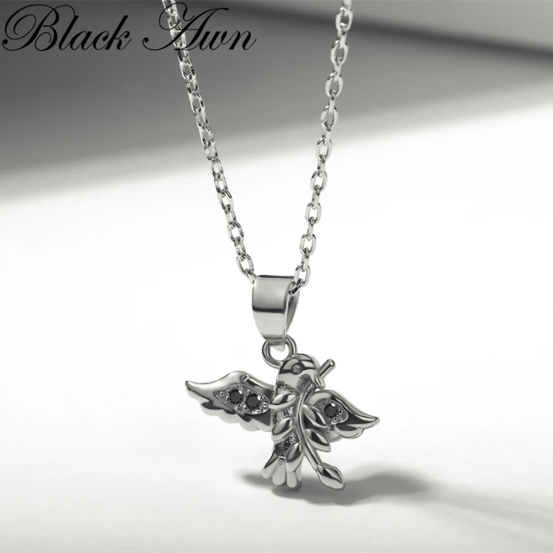 BLACK AWN 2024 New Classic Silver Color Jewelry Bird Necklace for Women Black Spine Female Gift K061