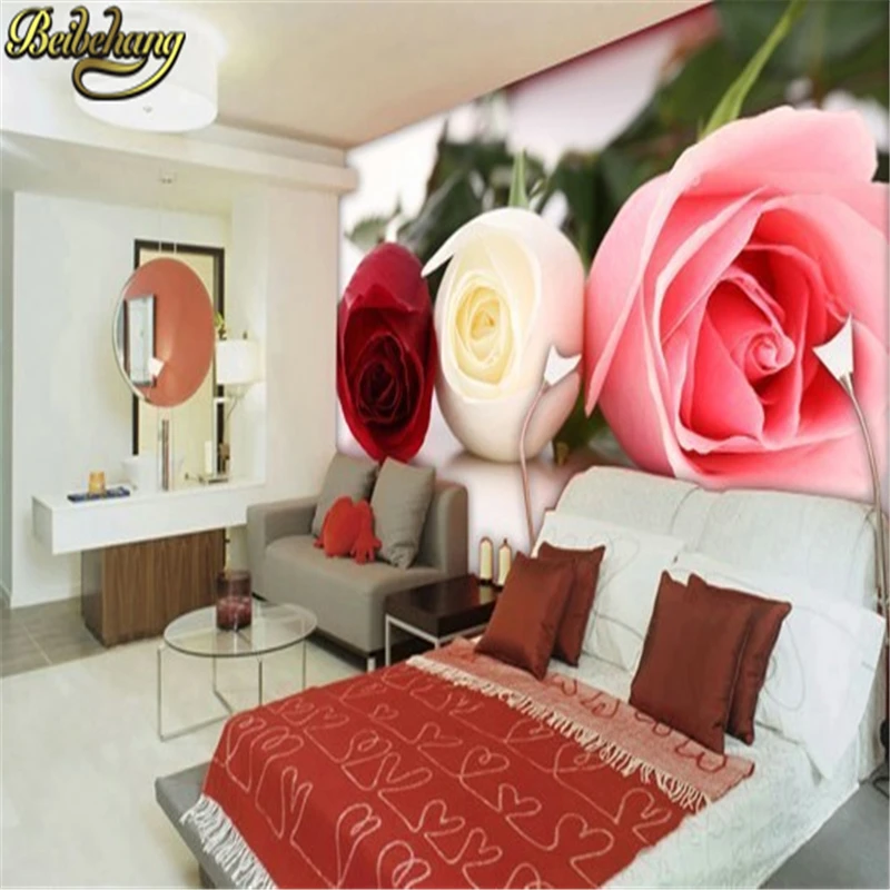 beibehang Yellow Pink Rose petals wedding room background wall paper Customize mural papel de parede photo 3d wallpaper