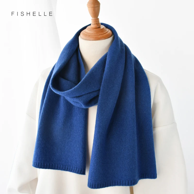 Royal blue wool scarf women winter warm knitted thin scarves ladies small short scarfs autumn foulard men