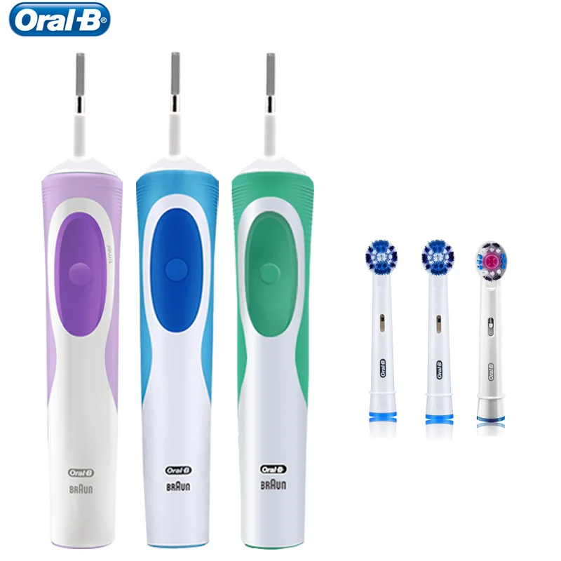 Oral B Dual Clean Electric Toothbrush Rotation Vibration Type Rechargeable Oral B Tooth Brush with 8 Brush Heads + Storage Box