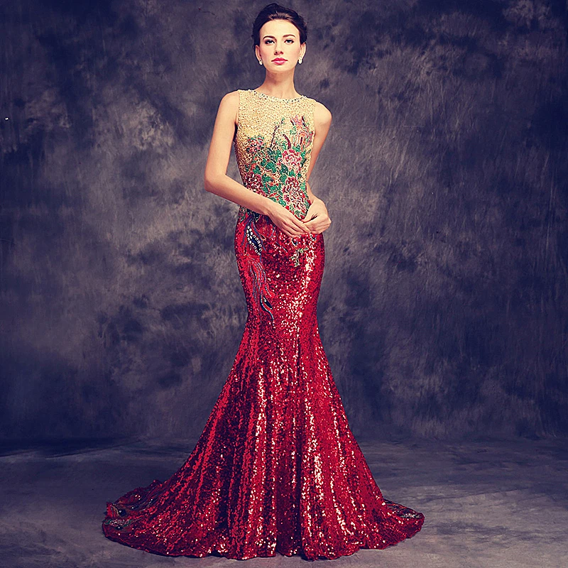 Vestido de noche de sirena con cuentas de lentejuelas de lujo, elegante vestido de noche Formal hecho a medida, azul y rojo, vestidos de maternidad