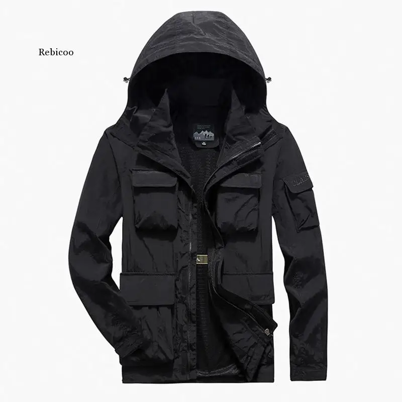 

Men's Casual Jackets Spring Autumn Outerwear Windbreaker Man Hooded Coat Multi-Pocket Males Climbing Clothes 6Xl 7Xl