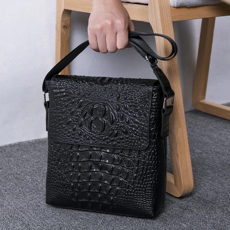 Men's Genuine Leather Shoulder Bag For Men Casual Crossbody Crocodile Messenger Bag Male Classic Bags Guarantee Men's Bags