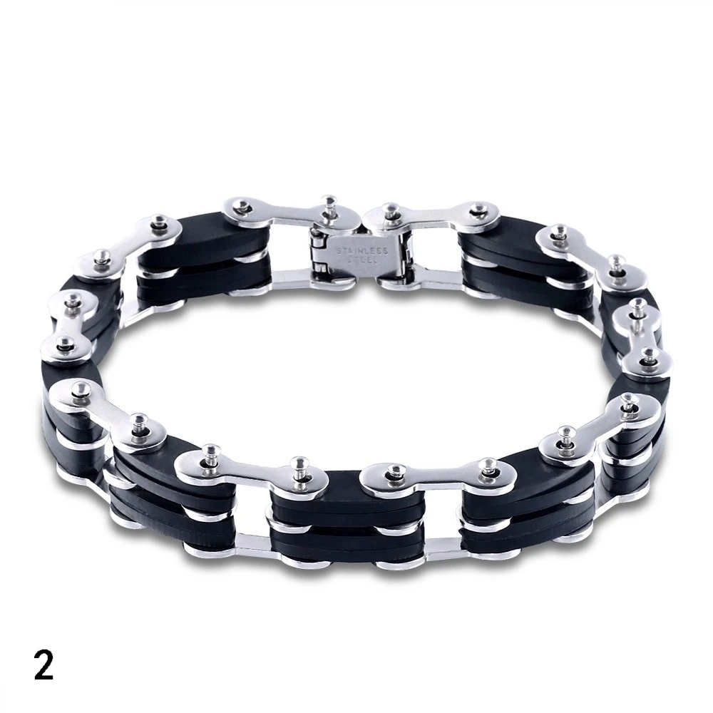 2024 Trend Jewelry Vintage Stainless Steel Bicycle Chain Bracelet Men Personalized Multilayer Silver Color Cuff Bracelet Pulsera