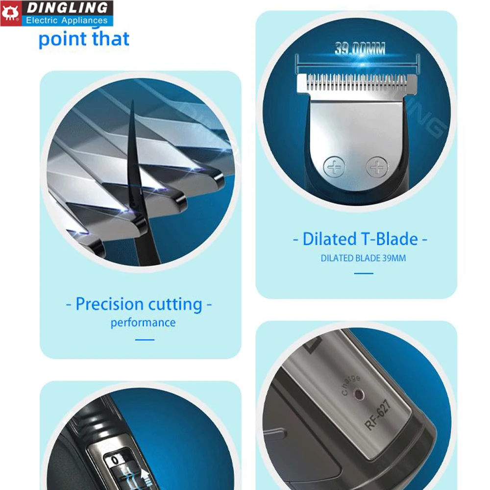 Dingling RF-627 Usb Clipper Blade Kid Capelli E Barba Trimmer Elettrico Taglio Dei Capelli Macchina Trimmer Per Gli Uomini