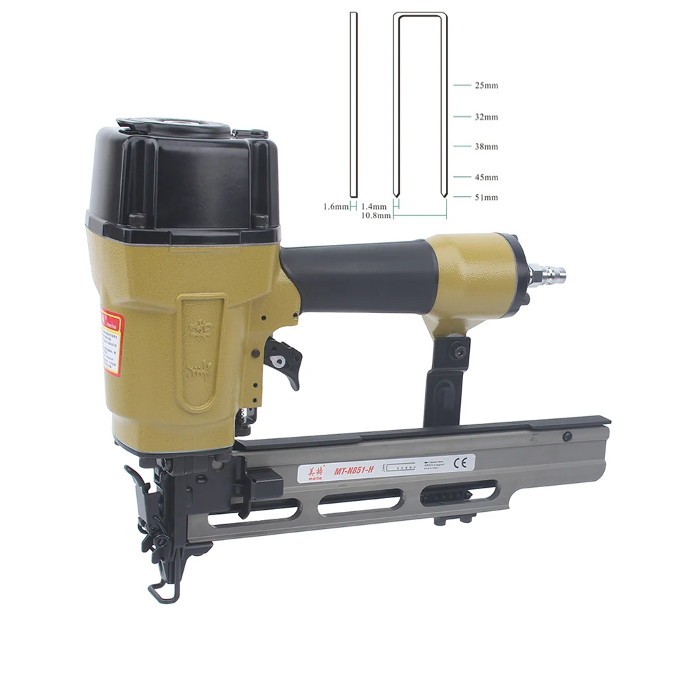 meite 16 GA MT-N851-H Heavy Duty Stapler Single Shot Or Continuous Shots Pneumatic  Nailer  51mm U  Nailing Deptn Adjustable