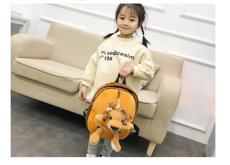 Cartoon Kids Plush Lion Backpacks Baby Toy Schoolbag Student Kindergarten Backpack Cute Children School Bags For Girls Boys