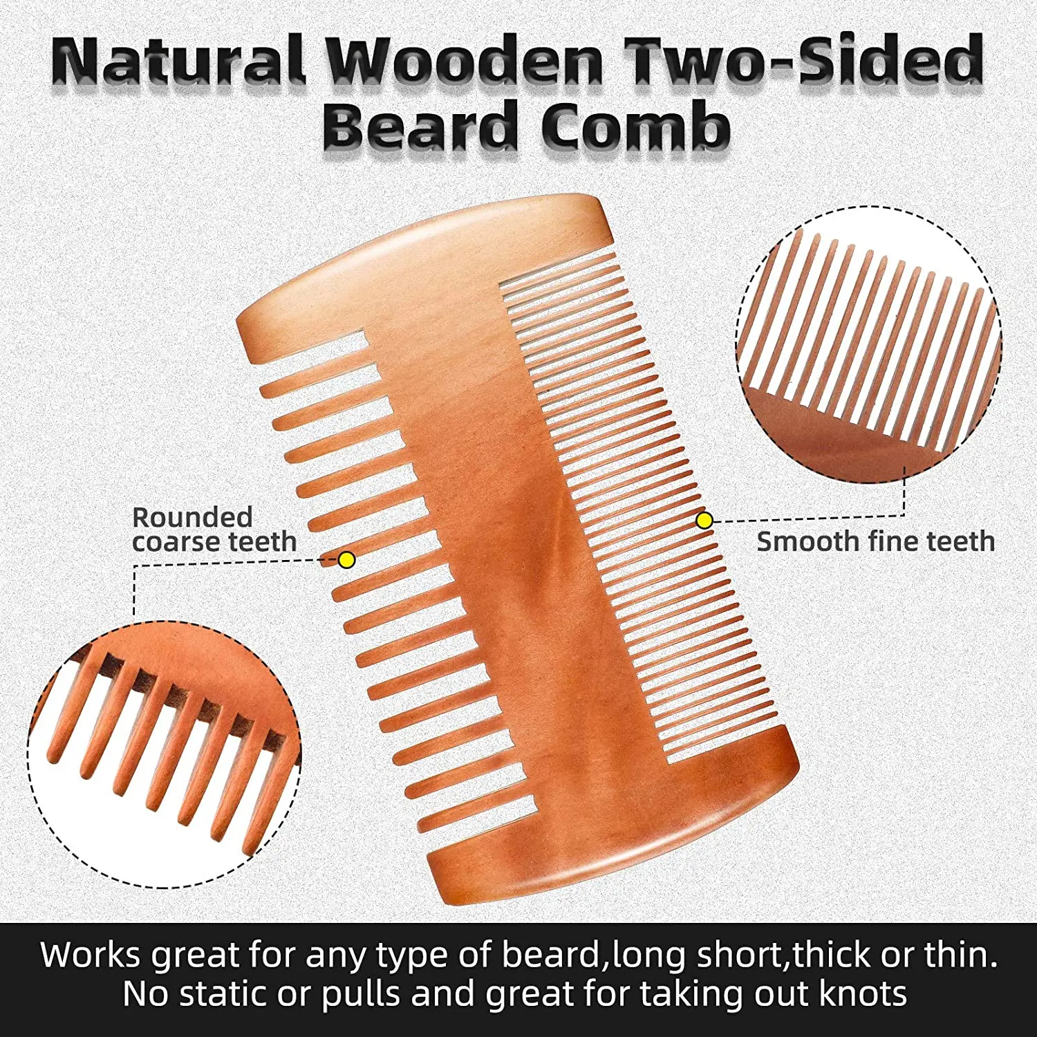 Peine de madera Natural para Barba, brocha de afeitar con Funda de cuero PU, peine de bolsillo antiestático para bigote, herramienta para el cuidado