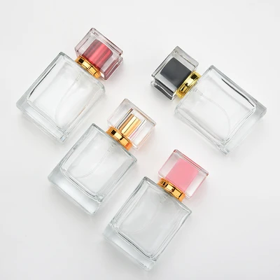 5pcs 30ml 50ml Glass Refillable Spiral Thick Bottom Square Glass Atomizer Perfume Bottle Cosmetic Empty Spray Bottle Container