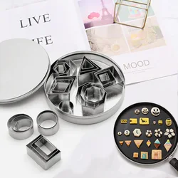 24pcs/Lot Clay Cutter Stainless Steel Geometry Round Square DIY Ceramic Pottery Polymer Clay Earring Cutting Mold Craft Supplies