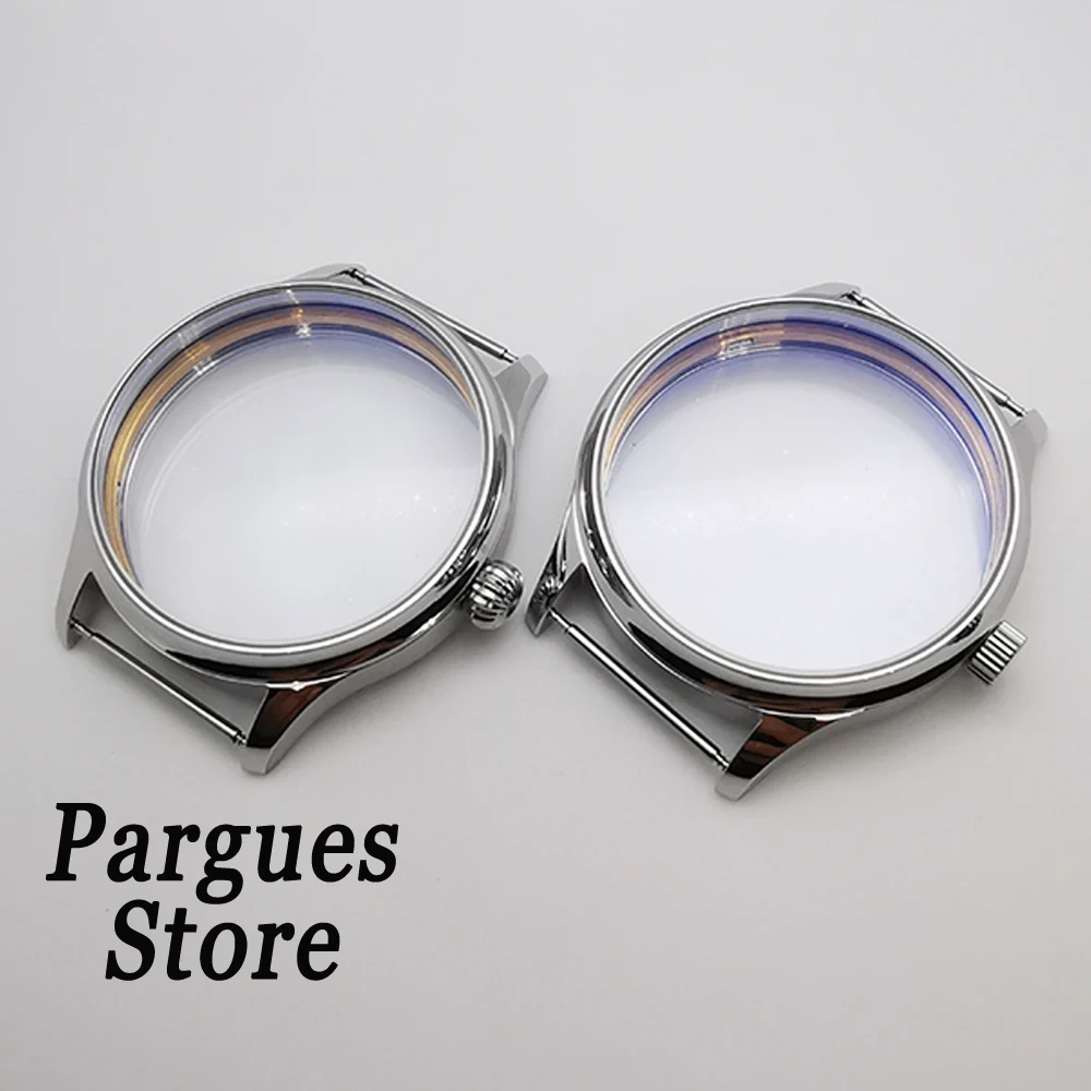 

Pargues 44mm silver polished SS watch case fit ETA 6497/6498 ST36 manual winding mechanical movement