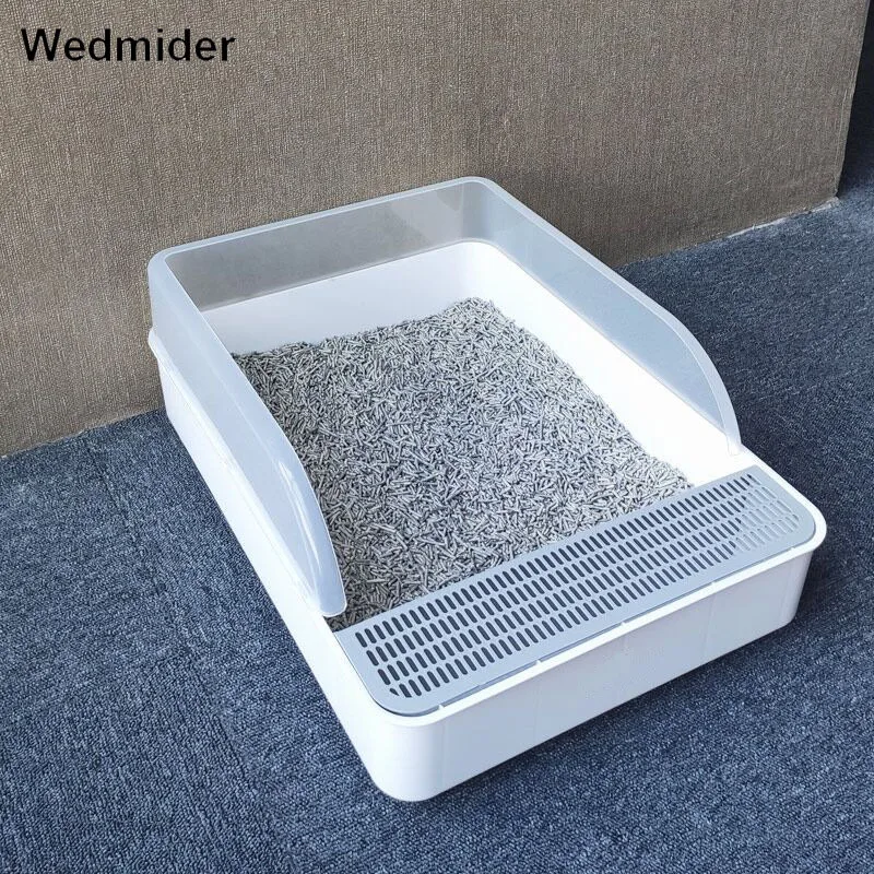 

Large Space Pet Cat Litter Box Splash Resistance Semi-Enclosed Deodorant Cat Toilet Pan With Shovel For Pet Cats Small Dogs