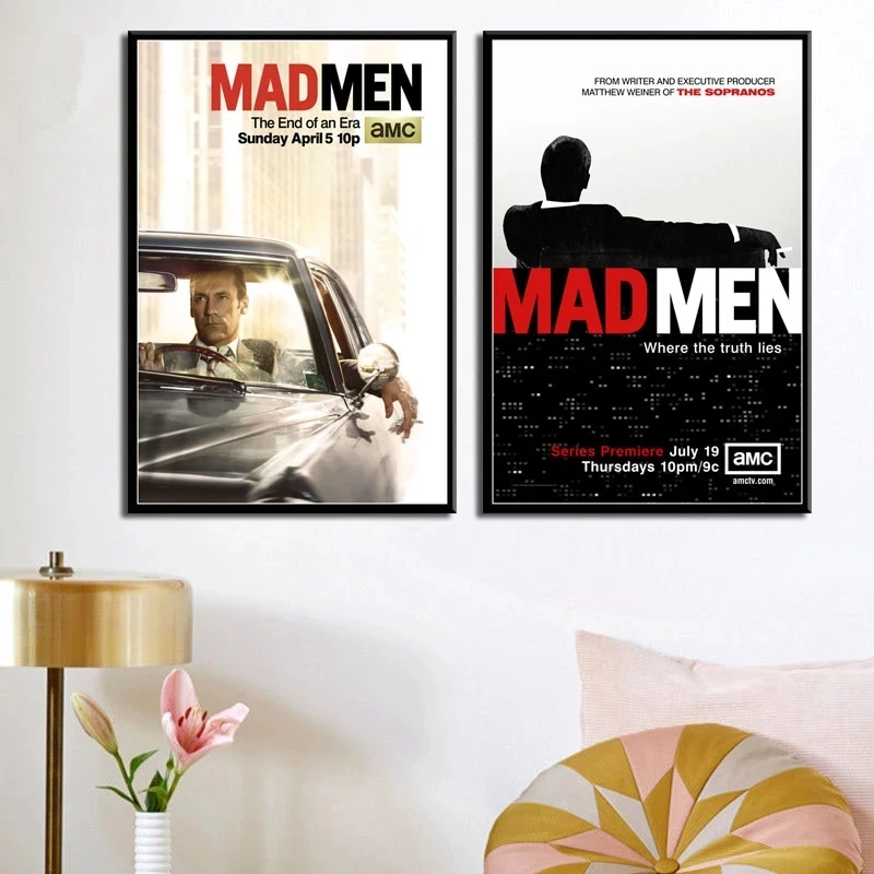 Mad Men-serie de Tv caliente, pintura artística, lienzo de seda, póster de estrellas, pegatinas de pared, imagen, dormitorio, sala de estar, decoración del hogar, colección de Fans