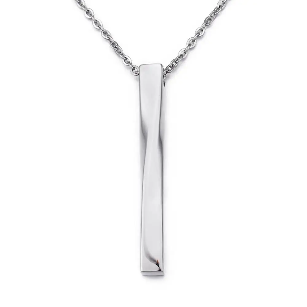 KALEN Fashion Stick Bar Pendant Necklaces For Men Women High Polished Stainless Steel Long Strip Chain Necklaces Jewelry