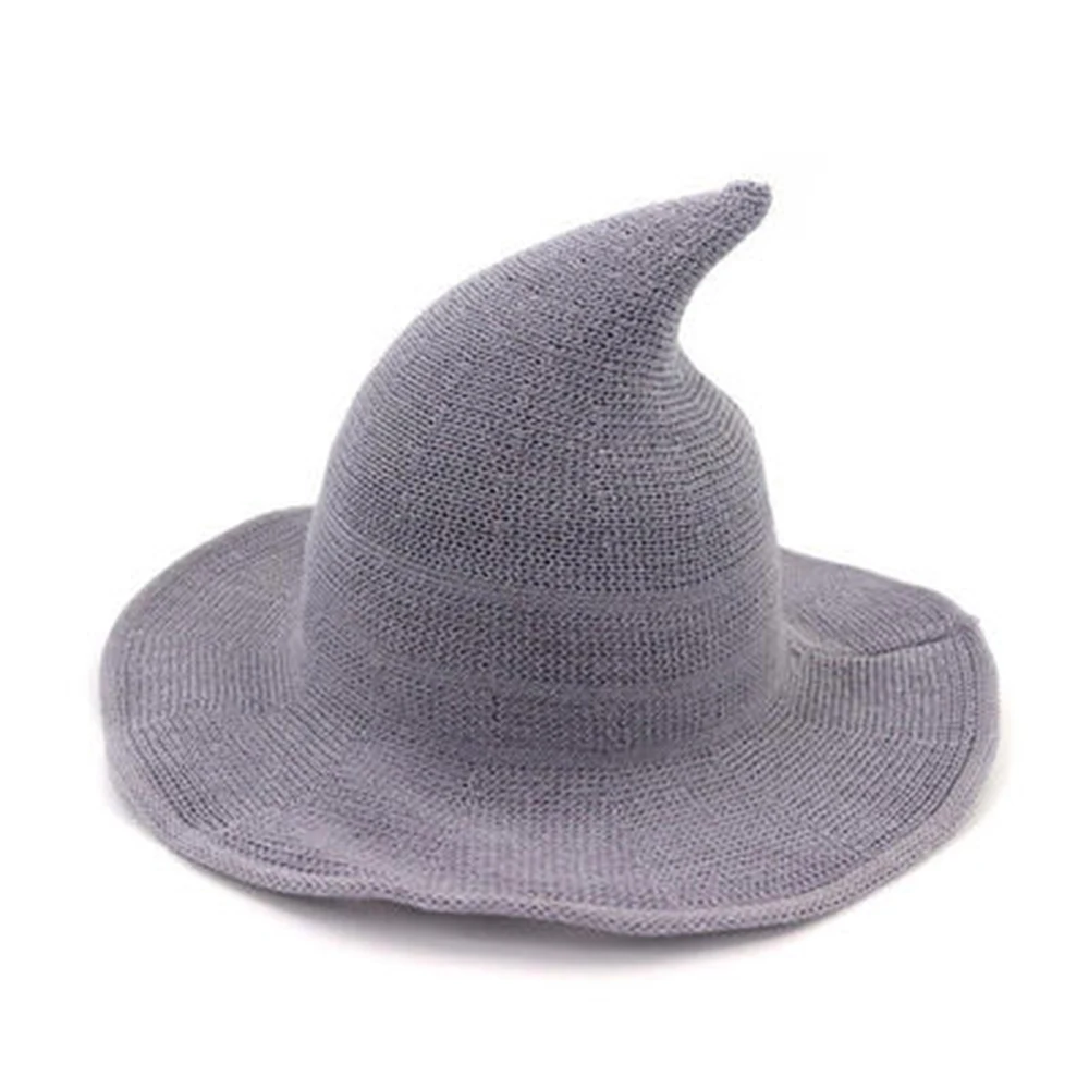 Vintage Halloween Witch Hat Woolen Long Point Hat for Women Halloween Party Hat Magical Hat Festival Party Cosplay Decoration