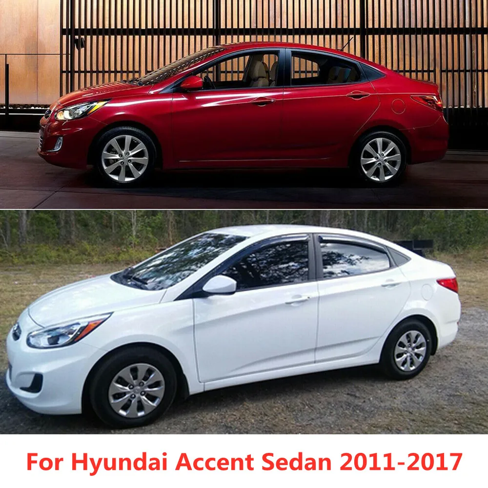 for Hyundai Accent 2012-2017 Car Door Window Visor Rain Sun Guard Deflector Trim Shade Awning Shelter Raincoat Cars Accessories