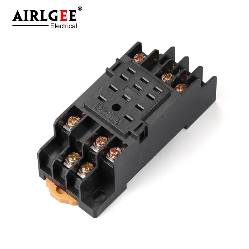 1 Pcs Relay Timer 11Pin 35mm DIN Rail Power Socket Base PYF11A for HH53P