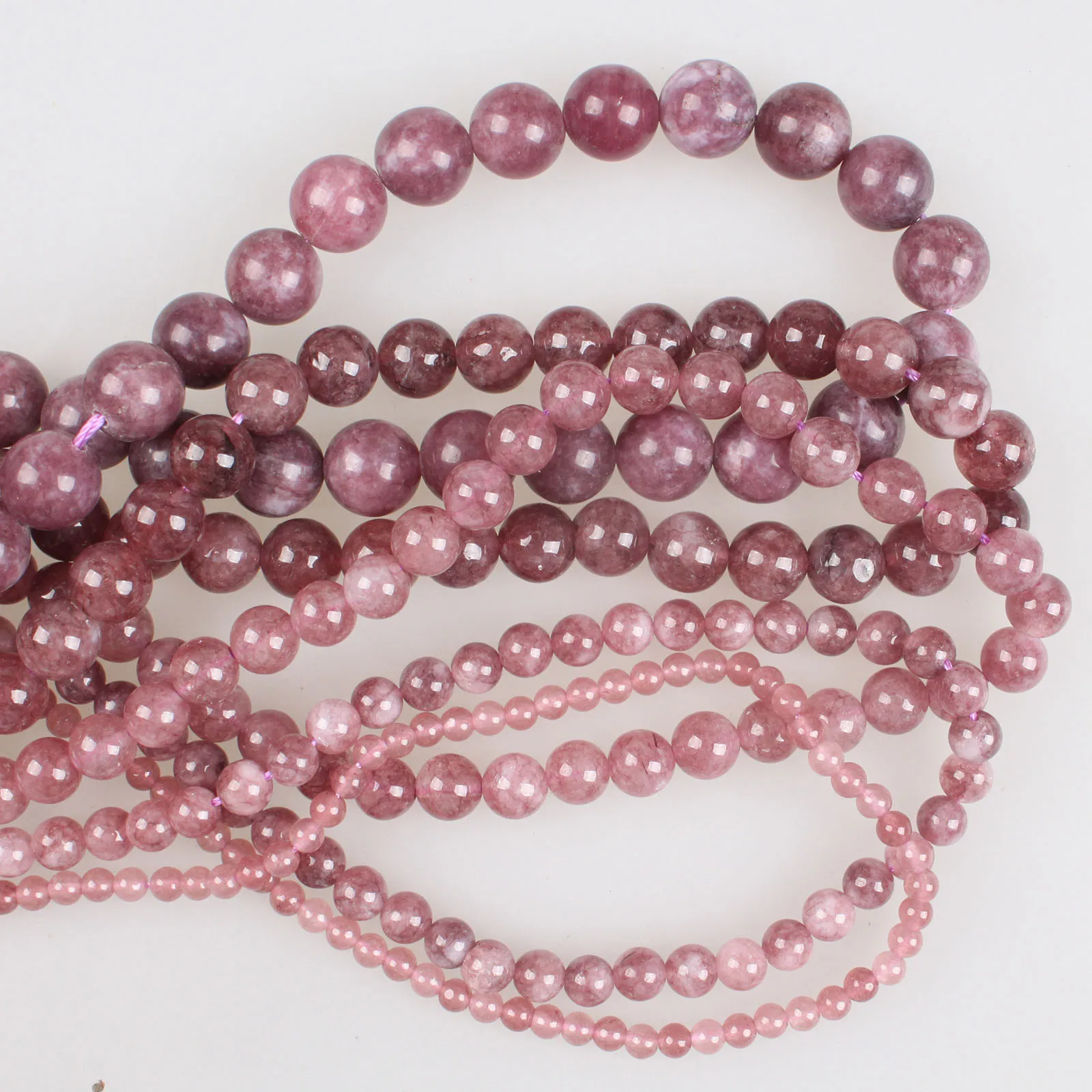 Natural Stone Beads Lepidolite Stone Round Loose Beads 4 6 8 10 12mm Beads For Bracelets Necklace Diy Jewelry Making