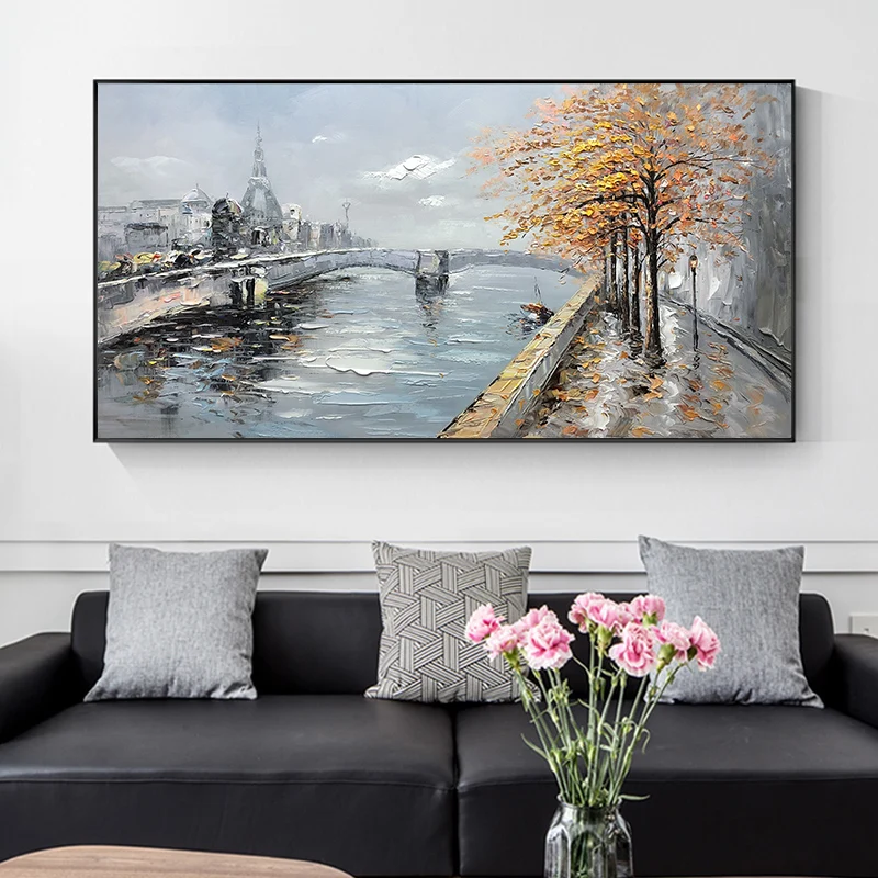 Venice Scenery Hand Painted Oil Painting On Canvas Abstract Handmade Wall Art Living Room Office Large Size Decoracion Paintings