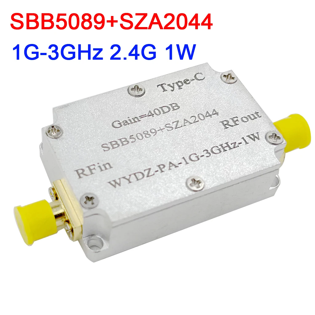 SBB5089+SZA2044 1000M TO 3000MHZ 2.4GHZ 1W Microwave RF power amplifier 30DB FOR 2.4G wifi SDR Ham Radio AMP TYPE-C