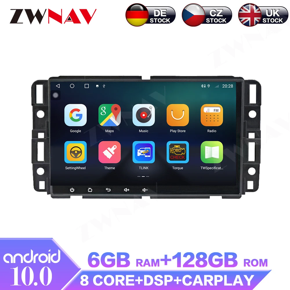 6+128GB Android 10 IPS Car Radio DVD Player For GMC Chevy Yukon Tahoe Suburban Sierra Acadia 2002-2007 Car Stereo Auto