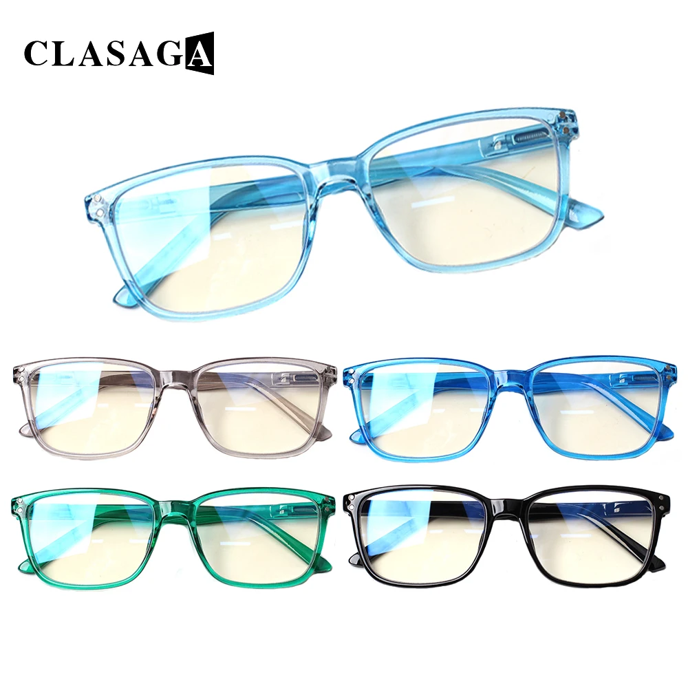 

CLASAGA Prescription Reading Glasses Spring Hinge Blue Light Blocking Men and Women Computer Reader Eyeglasses Diopter 0-400