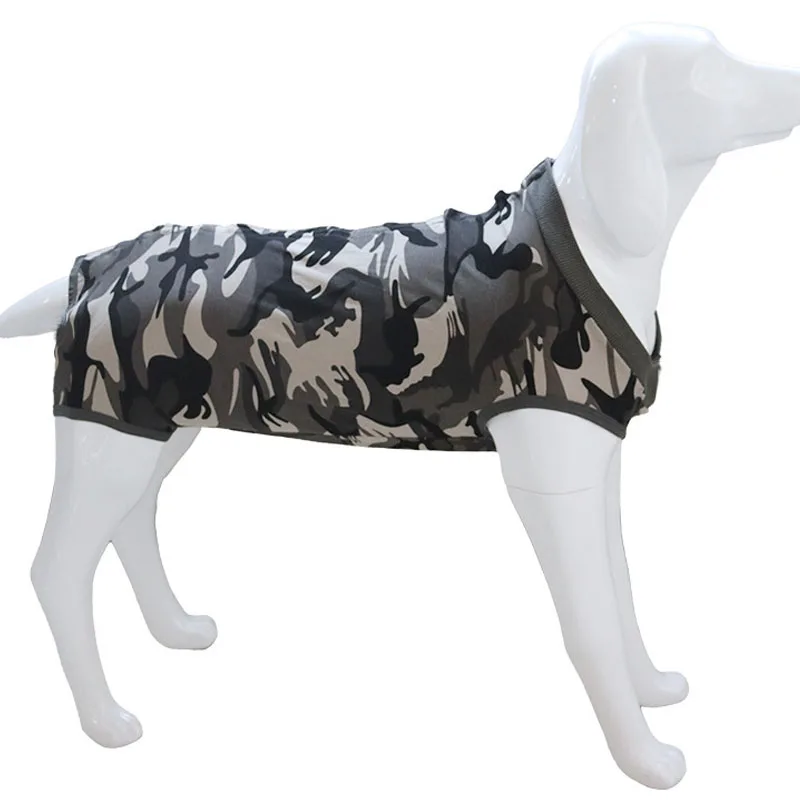 Ropa para mascotas, Mono para perro, pijama de alta elasticidad, chaleco con tiras de camuflaje, bata quirúrgica envolvente para el vientre, chándal