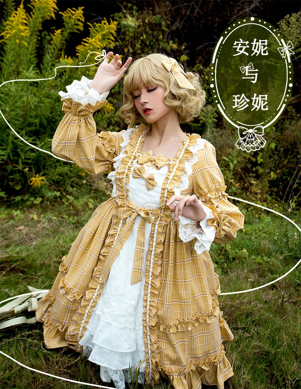 Ngọt Ngào Công Chúa Lolita Đầm Vintage Phối Ren Nơ Cổ Peter Pan Cao Cấp Victoria Đầm Kawaii Cô Gái Gothic Lolita OP Loli