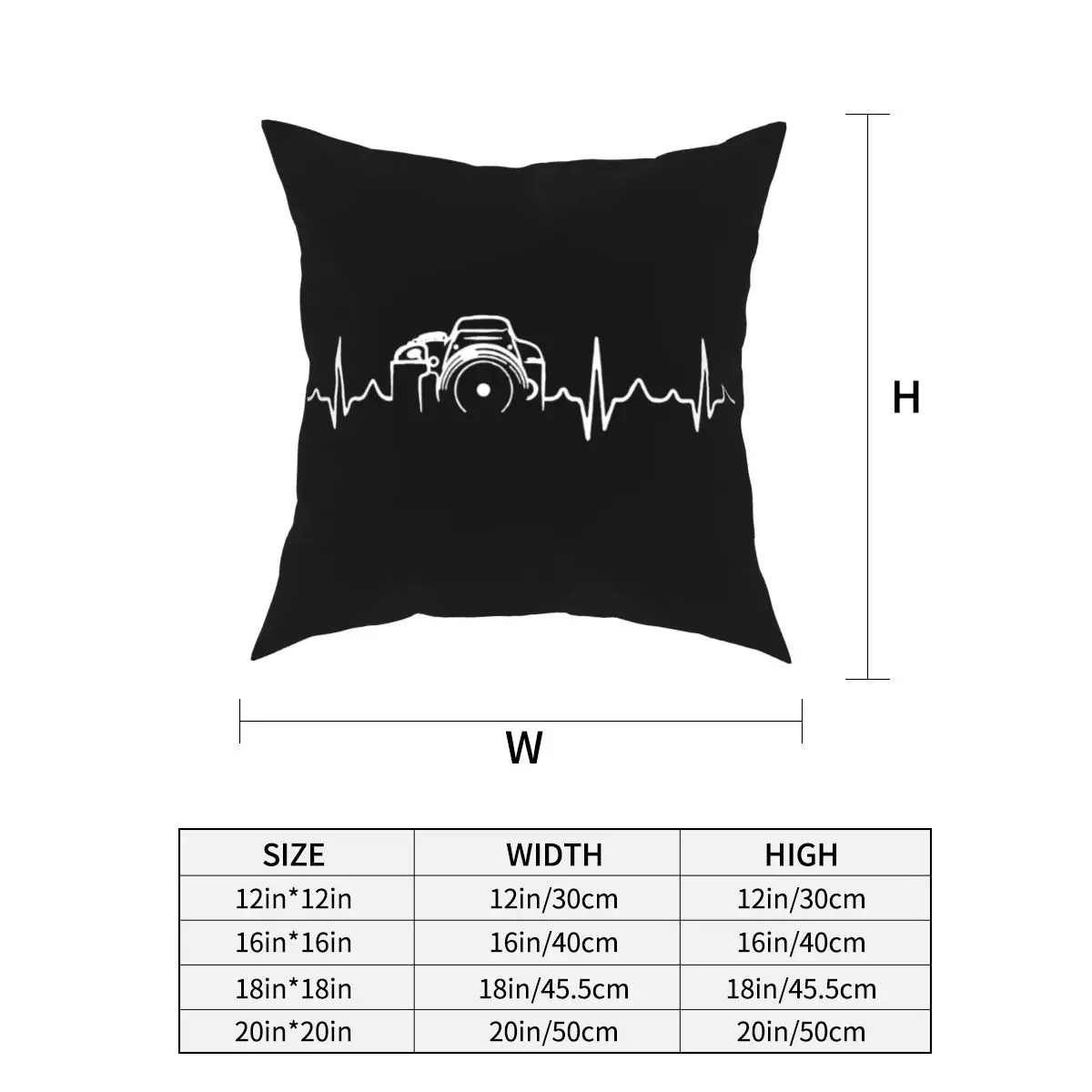 Heartbeat Of Camera Square Pillow Covers Home Photographer Cushion Case Home Decoration Throw Pillow Case 40*40cm