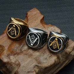 Men's Oval Freemason Free Mason Silver color Gold color Templar Masonic Ring Men's Jewelry