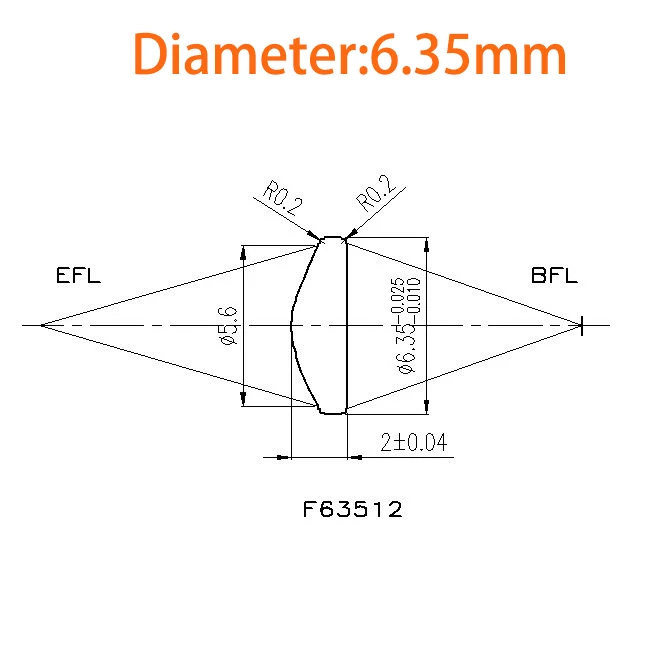 Diameter 6MM 6.35MM Plano Convex Coated Glass Lens Focal Length 10MM 12MM