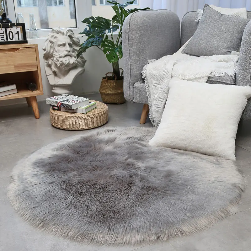 

Round rug/carpet fluffy soft carpet for living room modern long pile acrylic girly bedroom carpet white pink carpet floor mat