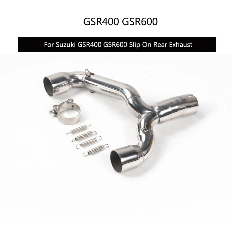 For Suzuki GSR400 GSR600 Exhaust Pipe Slip On Rear Exhaust Muffler Pipe Motorcycle Mid Link Pipe with Left Right Silencer 51 mm