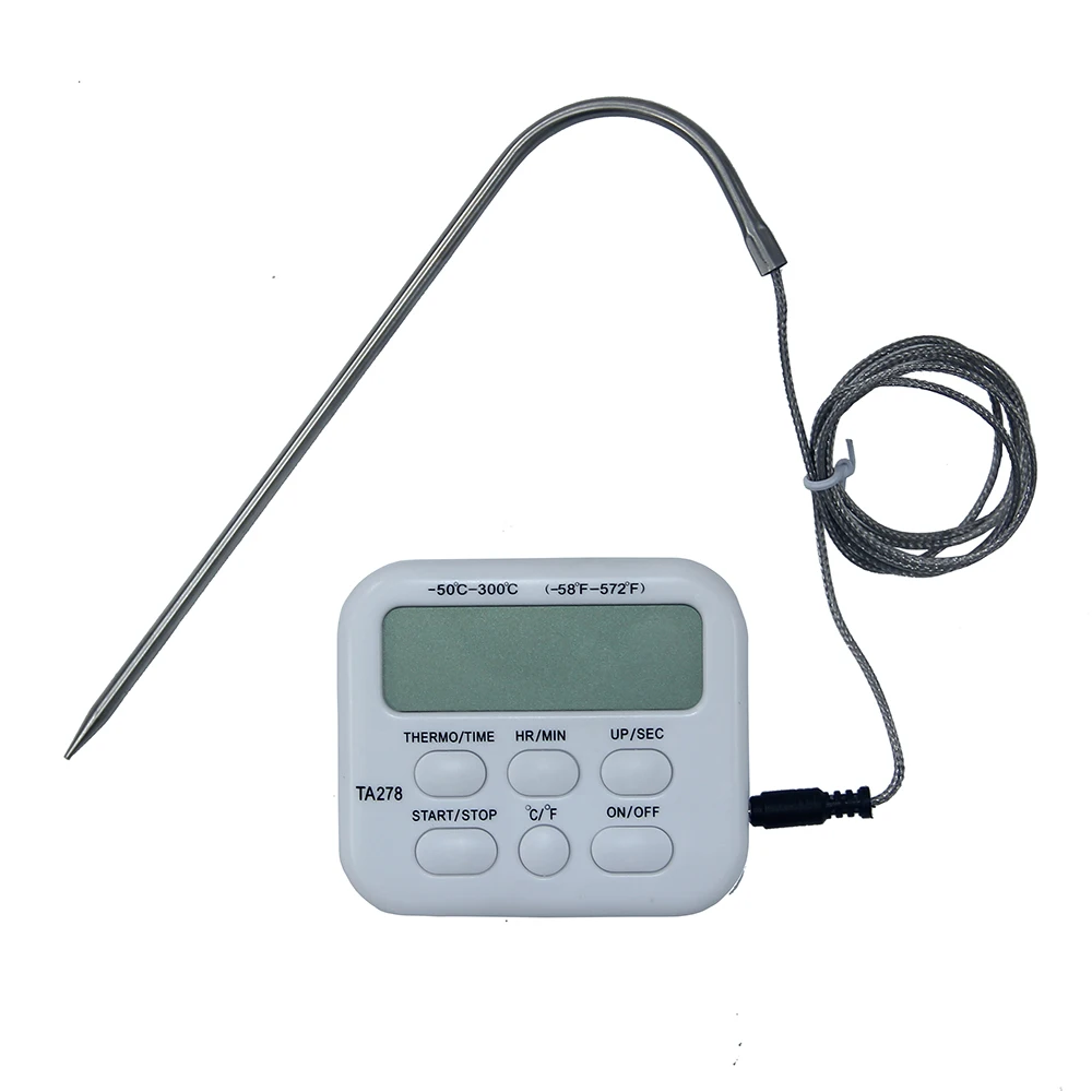 Digital Kitchen Thermometer Stainless Steel Probe Meat BBQ Food  Temperature Barbecue Cooking Tools Alarm TA278